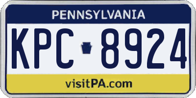 PA license plate KPC8924