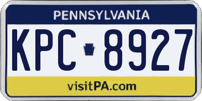 PA license plate KPC8927