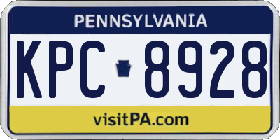 PA license plate KPC8928