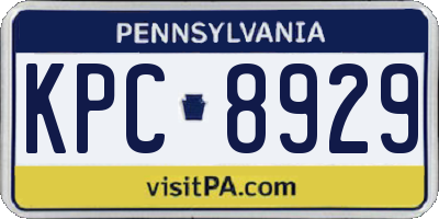 PA license plate KPC8929