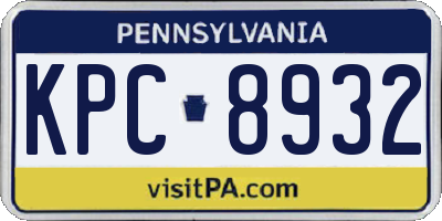 PA license plate KPC8932