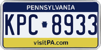 PA license plate KPC8933