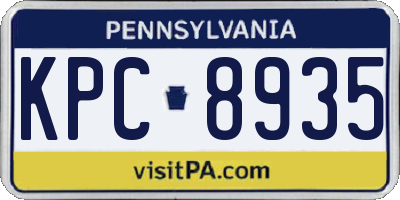 PA license plate KPC8935