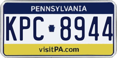 PA license plate KPC8944