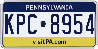 PA license plate KPC8954