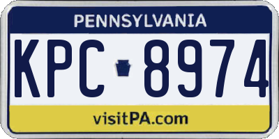 PA license plate KPC8974