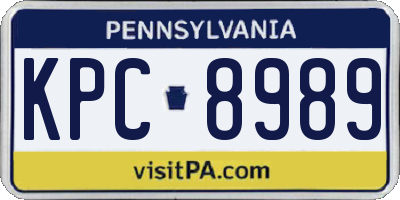 PA license plate KPC8989