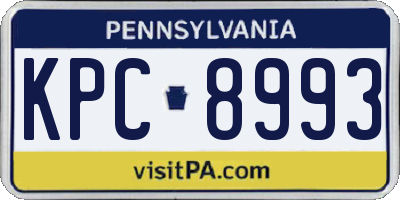 PA license plate KPC8993