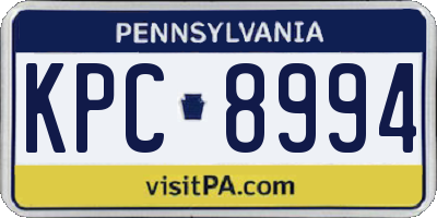 PA license plate KPC8994
