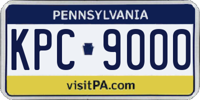 PA license plate KPC9000