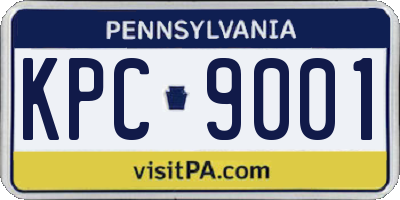 PA license plate KPC9001