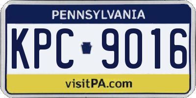 PA license plate KPC9016
