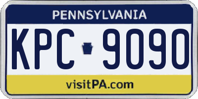 PA license plate KPC9090