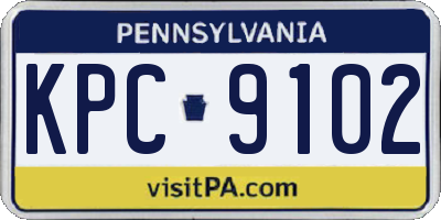 PA license plate KPC9102