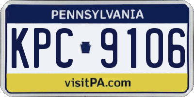 PA license plate KPC9106