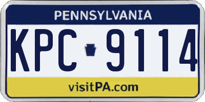 PA license plate KPC9114