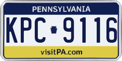 PA license plate KPC9116