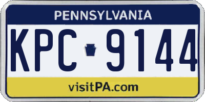 PA license plate KPC9144