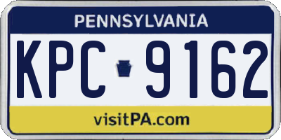 PA license plate KPC9162