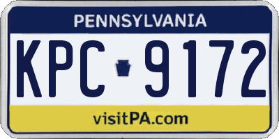 PA license plate KPC9172