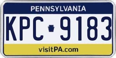 PA license plate KPC9183