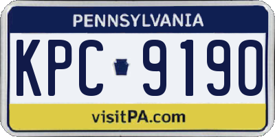 PA license plate KPC9190