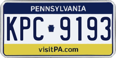 PA license plate KPC9193