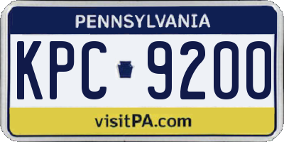 PA license plate KPC9200