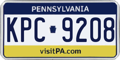 PA license plate KPC9208