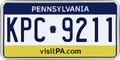PA license plate KPC9211