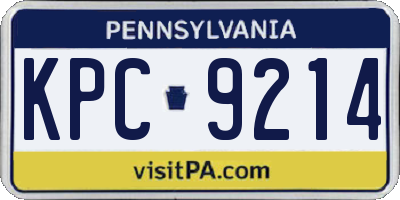 PA license plate KPC9214