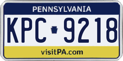 PA license plate KPC9218