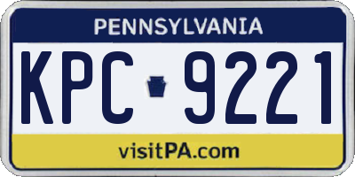 PA license plate KPC9221