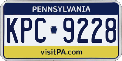 PA license plate KPC9228