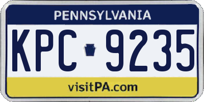 PA license plate KPC9235