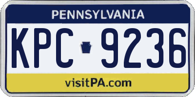 PA license plate KPC9236