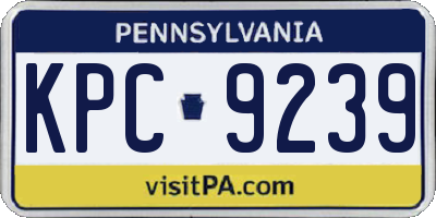 PA license plate KPC9239