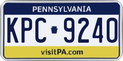PA license plate KPC9240