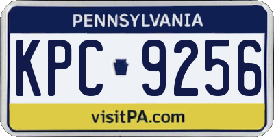 PA license plate KPC9256