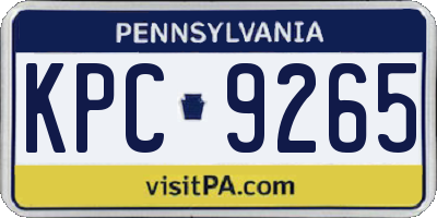 PA license plate KPC9265