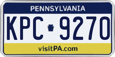 PA license plate KPC9270