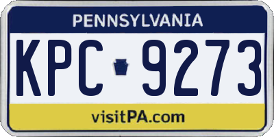 PA license plate KPC9273