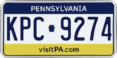 PA license plate KPC9274