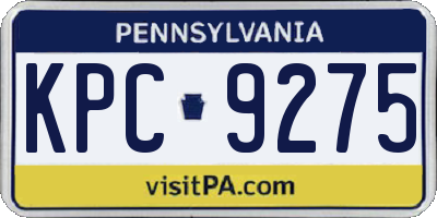 PA license plate KPC9275
