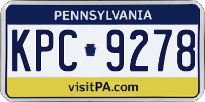 PA license plate KPC9278