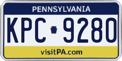 PA license plate KPC9280