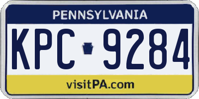 PA license plate KPC9284