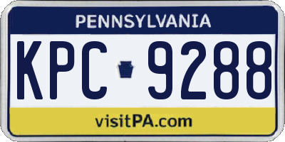 PA license plate KPC9288