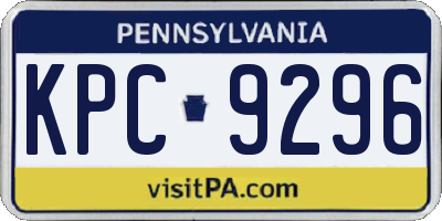 PA license plate KPC9296
