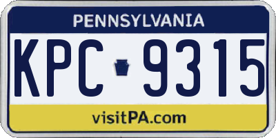 PA license plate KPC9315